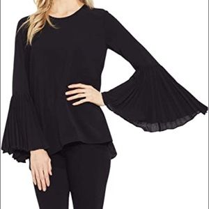 Banana republic black bell sleeve pleated blouse